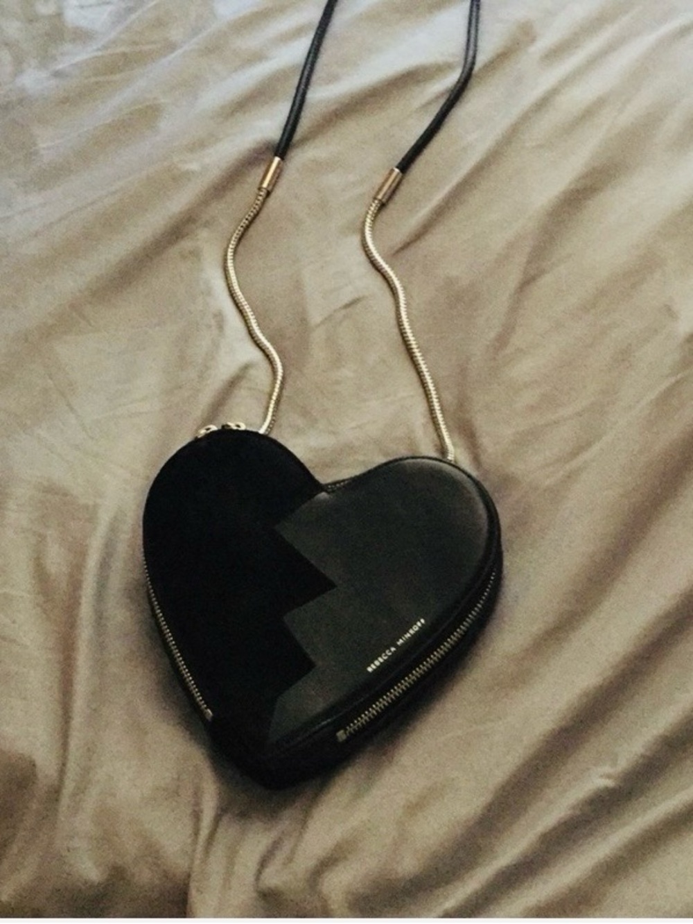 Rebecca Minkoff Black Two-Tone Heart Crossbody Bag